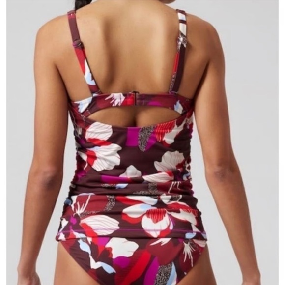 Athleta Square Neck Bra Cup Tankini 36D/DD Hero Bloom Floral Underwire Support - Picture 10 of 10